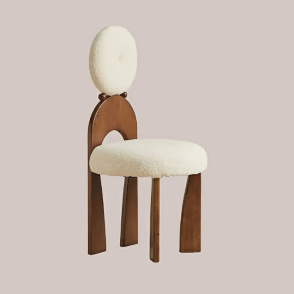 White Round Wood King Louis Back Velvet Dining Chair Image - 11
