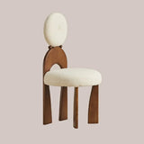 White Round Wood King Louis Back Velvet Dining Chair Image - 11