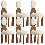 White Round Wood King Louis Back Velvet Dining Chair Image - 15
