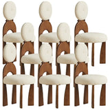 White Round Wood King Louis Back Velvet Dining Chair Image - 16