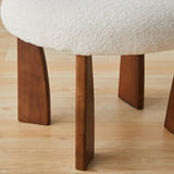 White Round Wood King Louis Back Velvet Dining Chair Image - 4