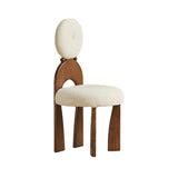 White Round Wood King Louis Back Velvet Dining Chair Image - 6