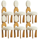 White Round Wood King Louis Back Velvet Dining Chair Image - 7