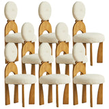 White Round Wood King Louis Back Velvet Dining Chair Image - 9