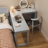 White Rubberwood L-Shape Butcher Block Writing Desk Image - 2