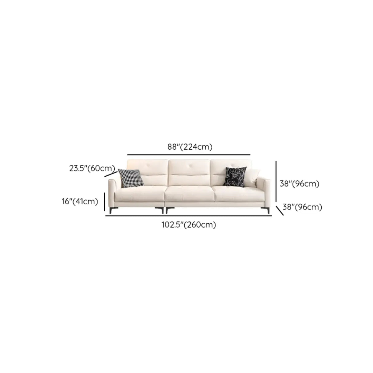White Scratch Resistant Fabric Sewn Pillow Back Sofa Image - 15