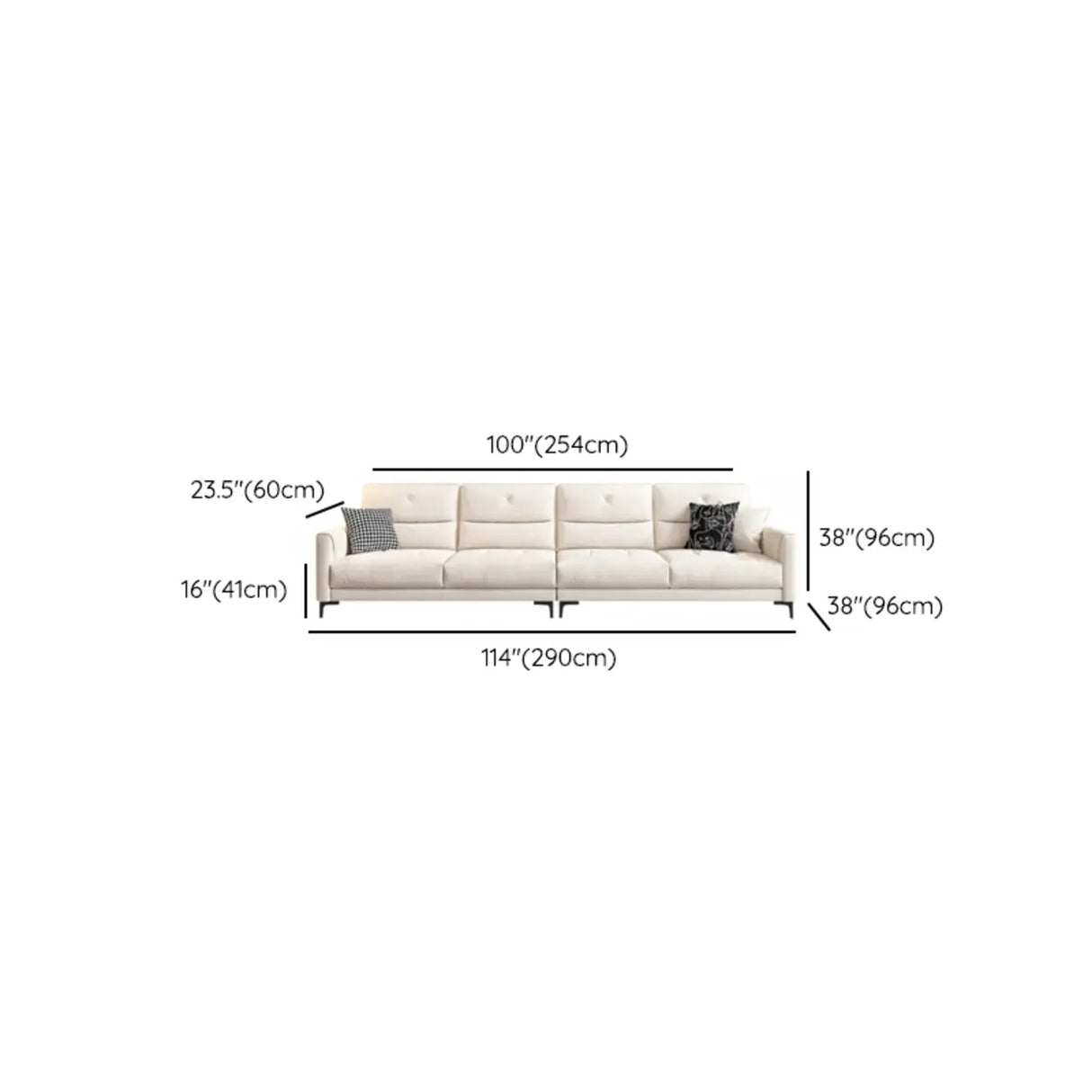White Scratch Resistant Fabric Sewn Pillow Back Sofa Image - 16