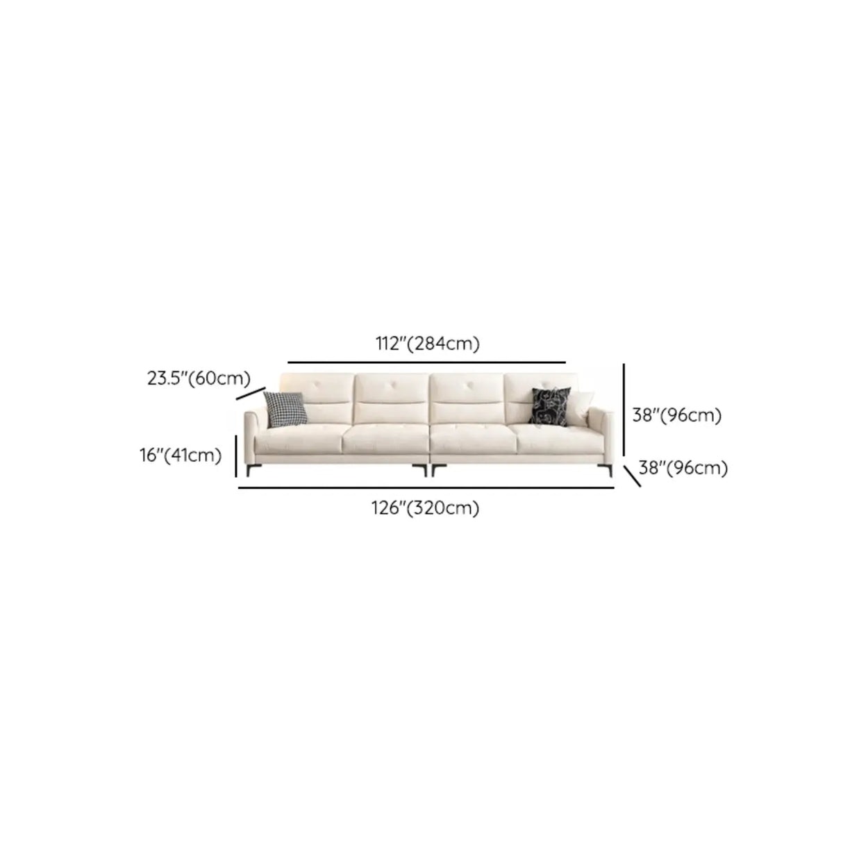 White Scratch Resistant Fabric Sewn Pillow Back Sofa Image - 17