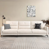White Scratch Resistant Fabric Sewn Pillow Back Sofa Image - 4