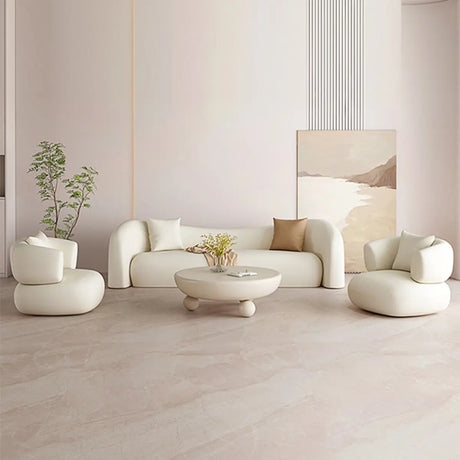 White Scratch Resistant Faux Leather Tight Back Sofa Image - 1