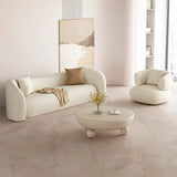 White Scratch Resistant Faux Leather Tight Back Sofa Image - 4