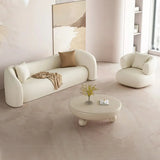 White Scratch Resistant Faux Leather Tight Back Sofa Image - 6