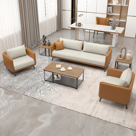 White Scratch Resistant Leather Upholstered Back Sofa Image - 1