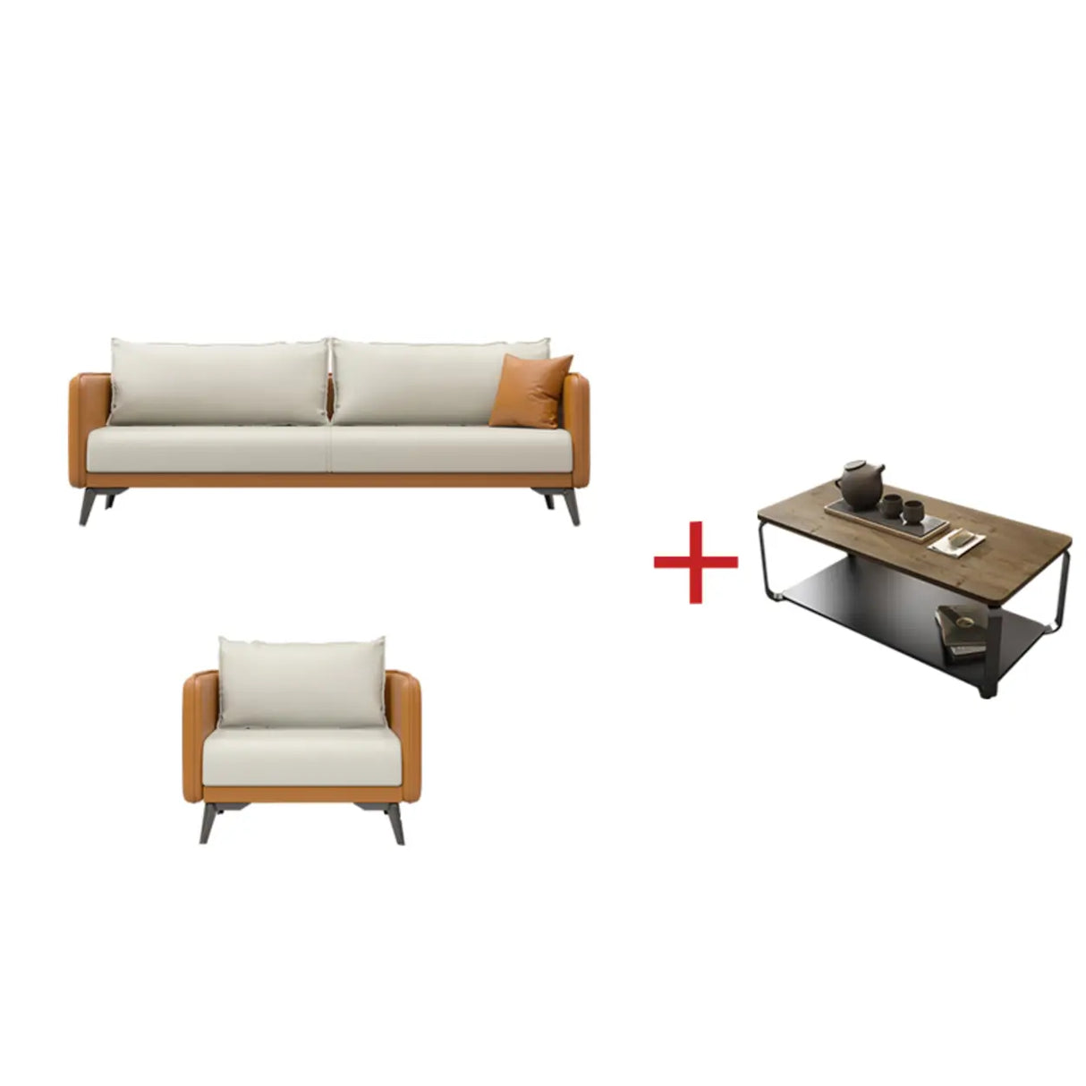 White Scratch Resistant Leather Upholstered Back Sofa Image - 10