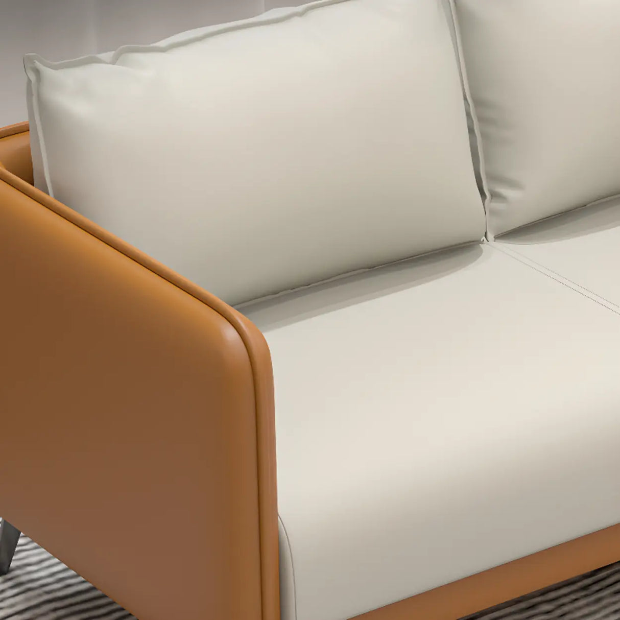 White Scratch Resistant Leather Upholstered Back Sofa Image - 11
