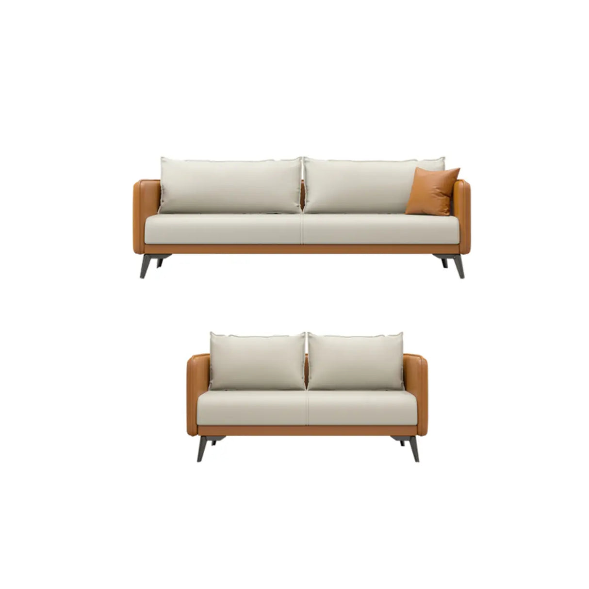 White Scratch Resistant Leather Upholstered Back Sofa Image - 12