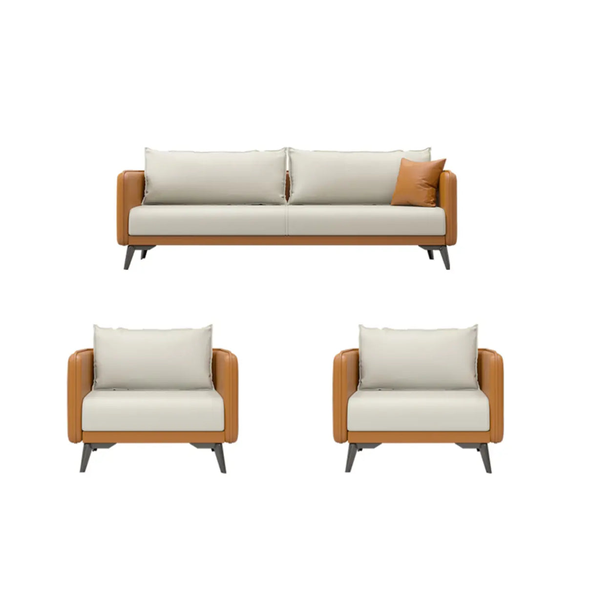 White Scratch Resistant Leather Upholstered Back Sofa Image - 16