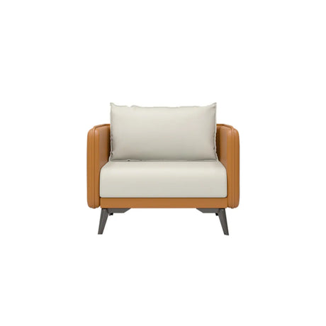 White Scratch Resistant Leather Upholstered Back Sofa Image - 2
