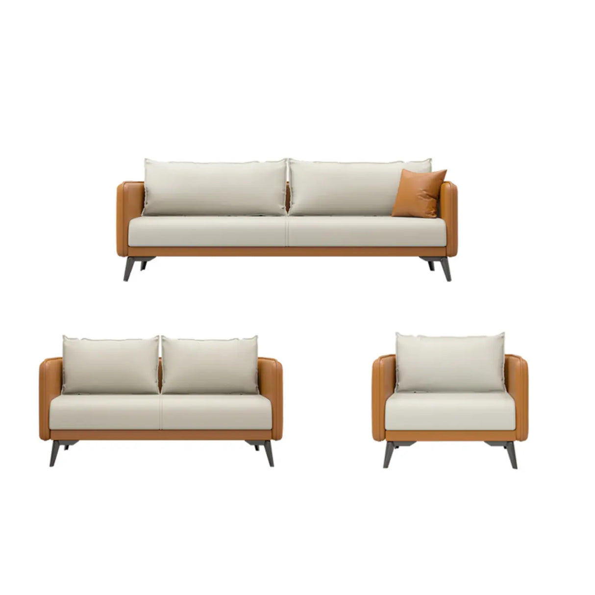 White Scratch Resistant Leather Upholstered Back Sofa Image - 20
