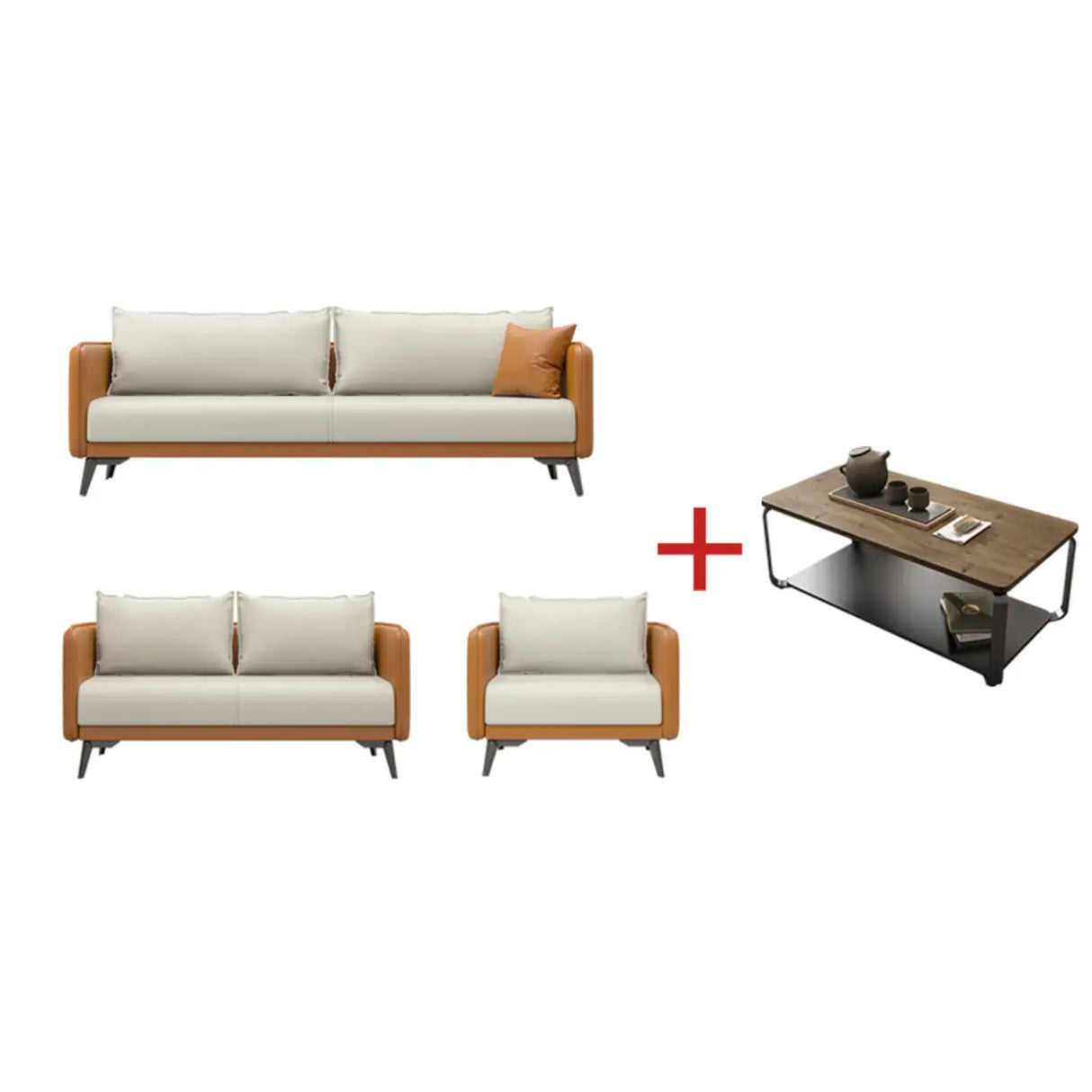 White Scratch Resistant Leather Upholstered Back Sofa Image - 21