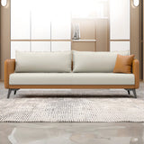 White Scratch Resistant Leather Upholstered Back Sofa Image - 4