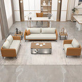 White Scratch Resistant Leather Upholstered Back Sofa Image - 6