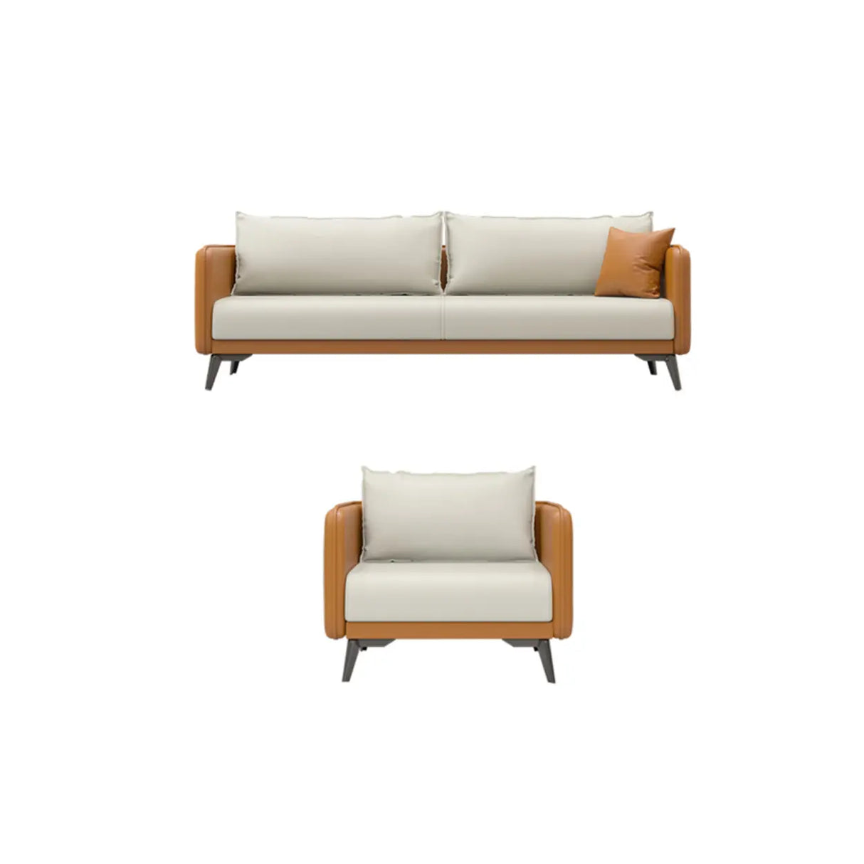 White Scratch Resistant Leather Upholstered Back Sofa Image - 7