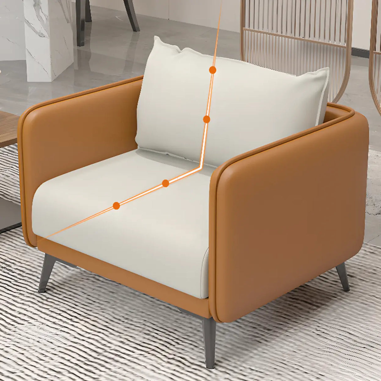 White Scratch Resistant Leather Upholstered Back Sofa Image - 8