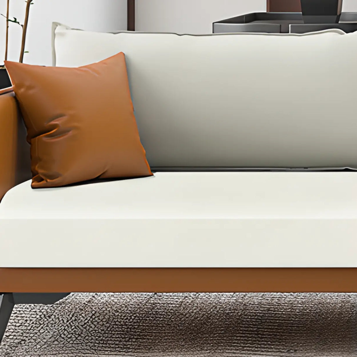 White Scratch Resistant Leather Upholstered Back Sofa Image - 9