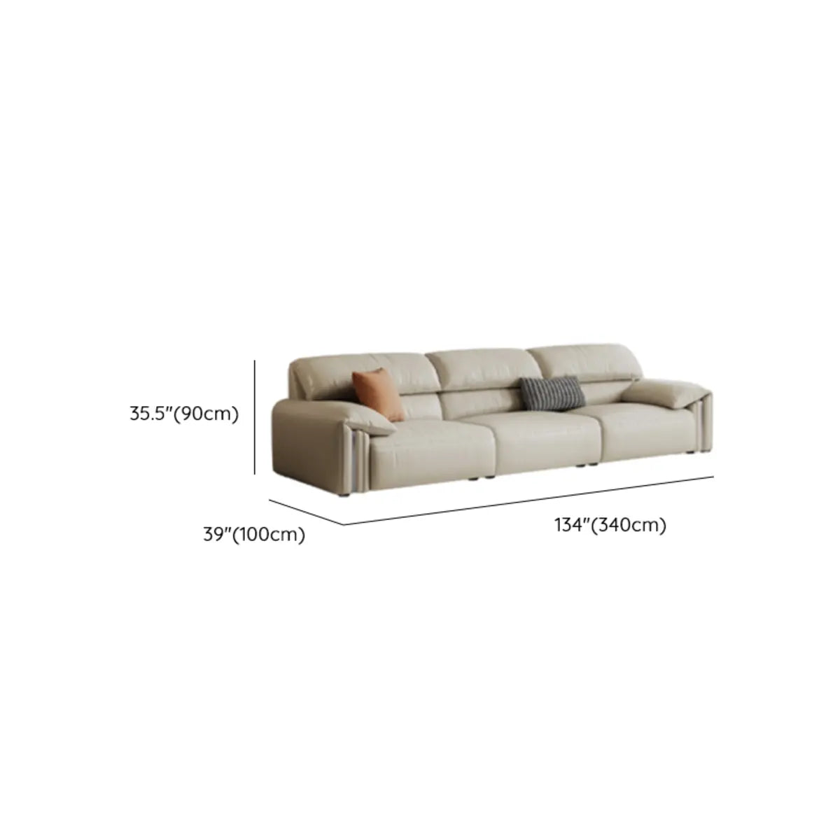 White Scratch Resistant Leather Wood Frame 3-Seats Sofa Image - 14