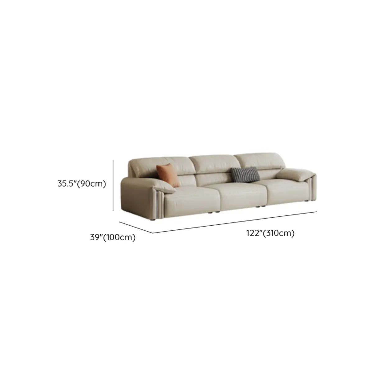 White Scratch Resistant Leather Wood Frame 3-Seats Sofa Image - 15