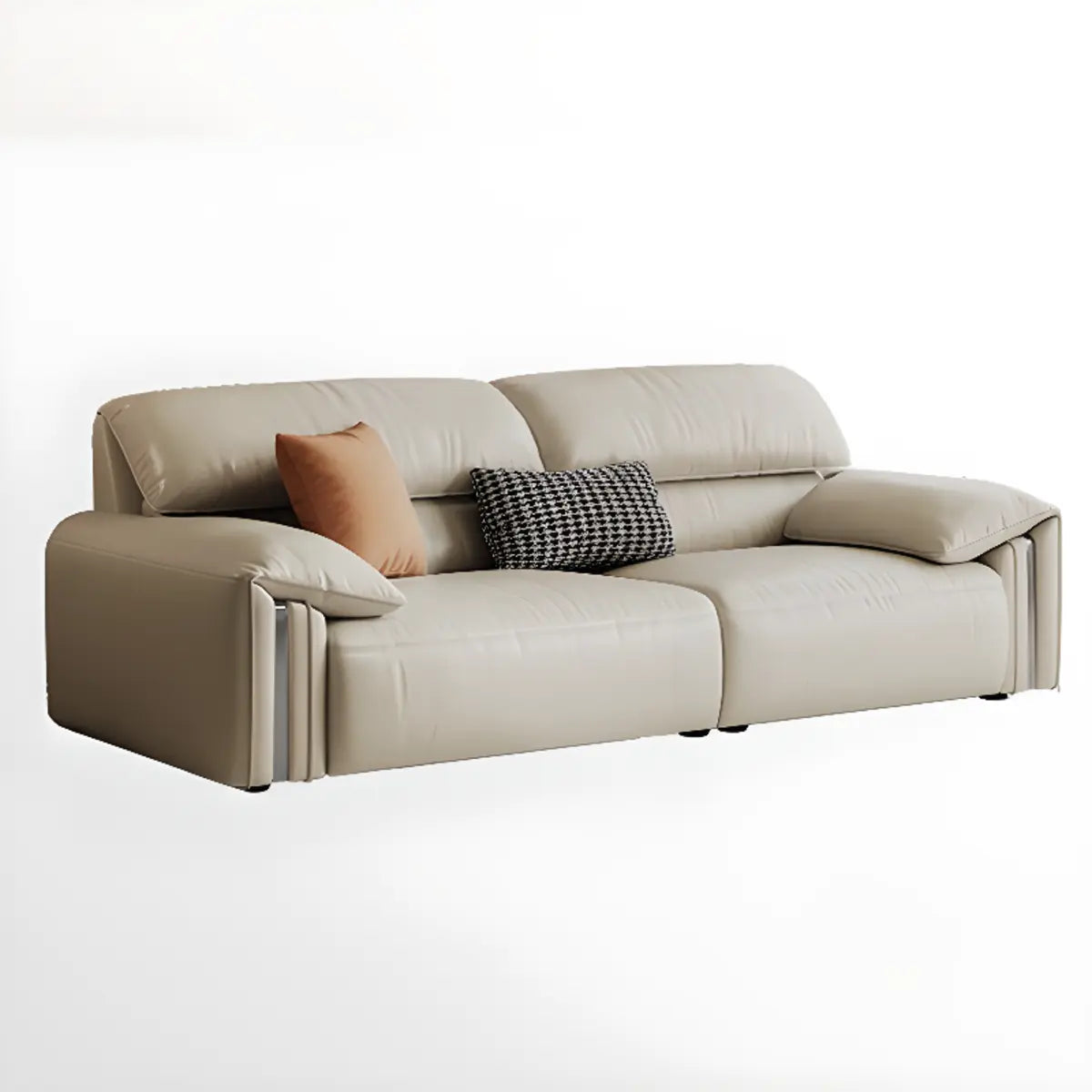 White Scratch Resistant Leather Wood Frame 3-Seats Sofa Image - 5