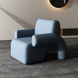 White Sherpa Fabric Fixed Back Low-Back Arm Chair Image - 10