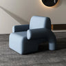 White Sherpa Fabric Fixed Back Low-Back Arm Chair Image - 10