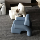 White Sherpa Fabric Fixed Back Low-Back Arm Chair Image - 3