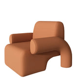 White Sherpa Fabric Fixed Back Low-Back Arm Chair Image - 8