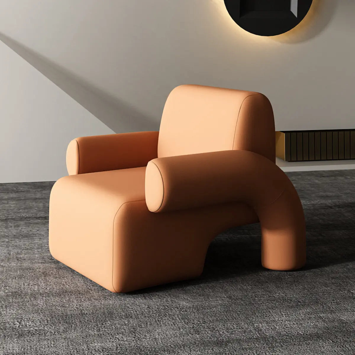White Sherpa Fabric Fixed Back Low-Back Arm Chair Image - 9