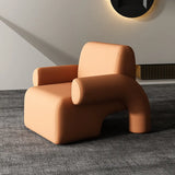White Sherpa Fabric Fixed Back Low-Back Arm Chair Image - 9