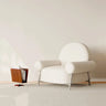 White Sherpa Fixed Back Arm Chair with Four Silver Legs Image - 2