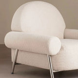 White Sherpa Fixed Back Arm Chair with Four Silver Legs Image - 9