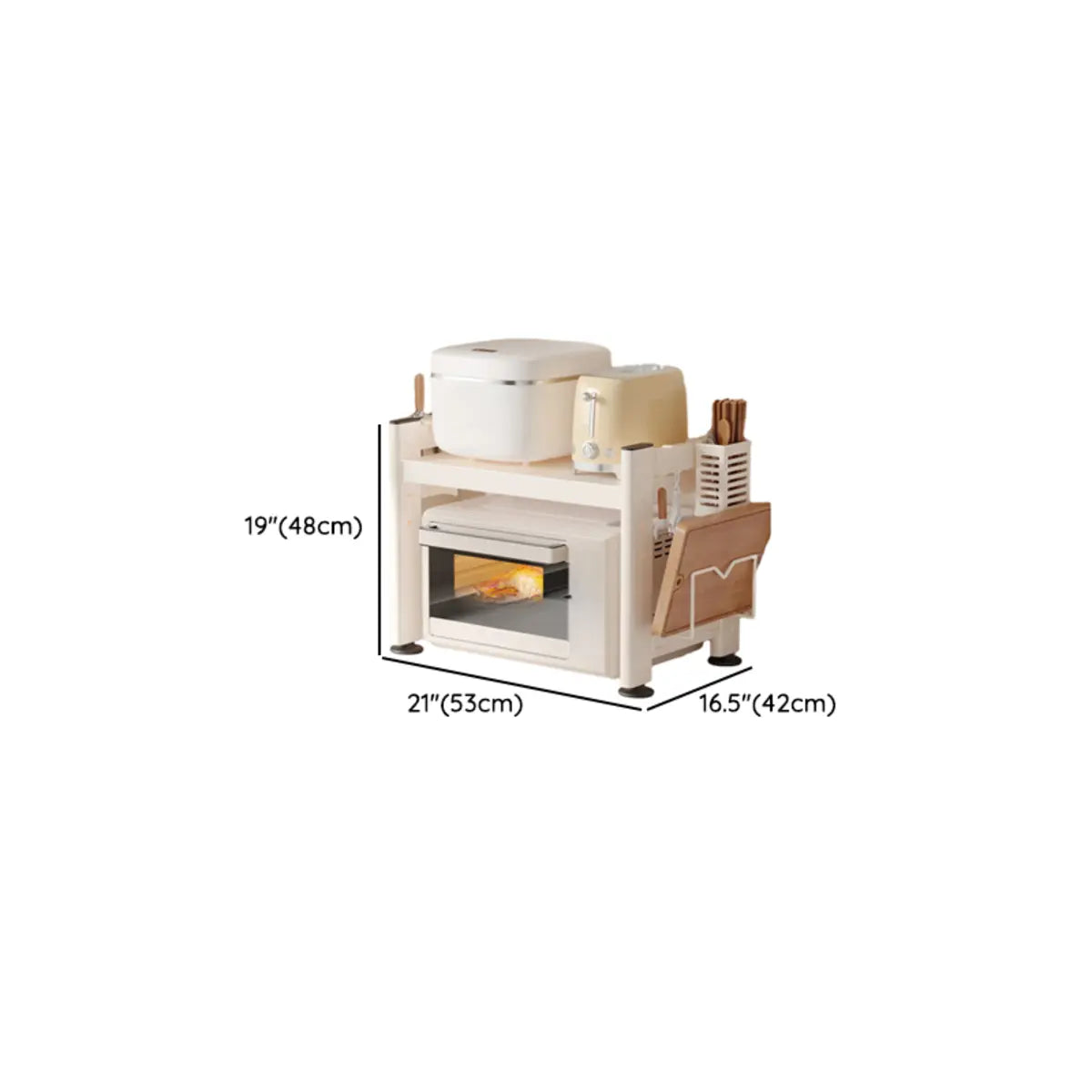 White Short Metal Baker's Rack with Microwave Shelf 