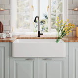 White Sound Dampening Rectangular Quartz Apron Sink Image - 4