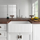 White Sound Dampening Rectangular Quartz Apron Sink Image - 7