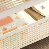 White Square Clear Glass Cart Coffee Table with Shelves Image - 5