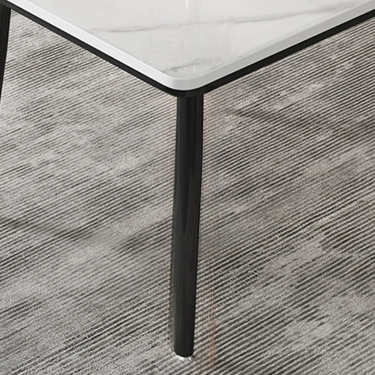 White Square Dining Table Set with Upholstered Chairs Image - 4