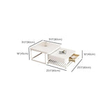 White Square Stone Top Storage Frame Coffee Table Image - 11