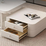 White Square Stone Top Storage Frame Coffee Table Image - 6
