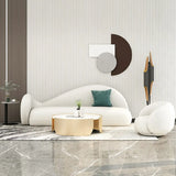 White Stain Resistant Sherpa Tight Back Curved Sofa Image - 1