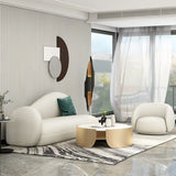 White Stain Resistant Sherpa Tight Back Curved Sofa Image - 2