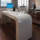 White Standard Curve Wooden Desk Shell with Drawers Image - 3